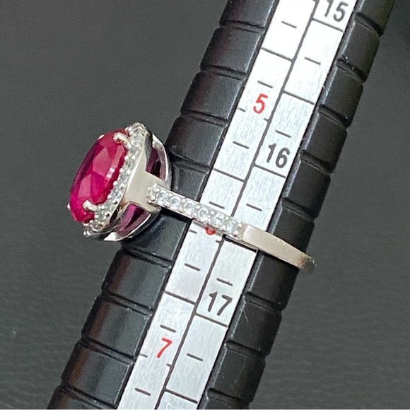 925 Sterling Pink Sapphire CZ Rhinestones Ring Size 6 - Picture 9 of 15